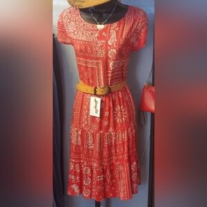 Double D Ranch Red and White Casual Sundress, S